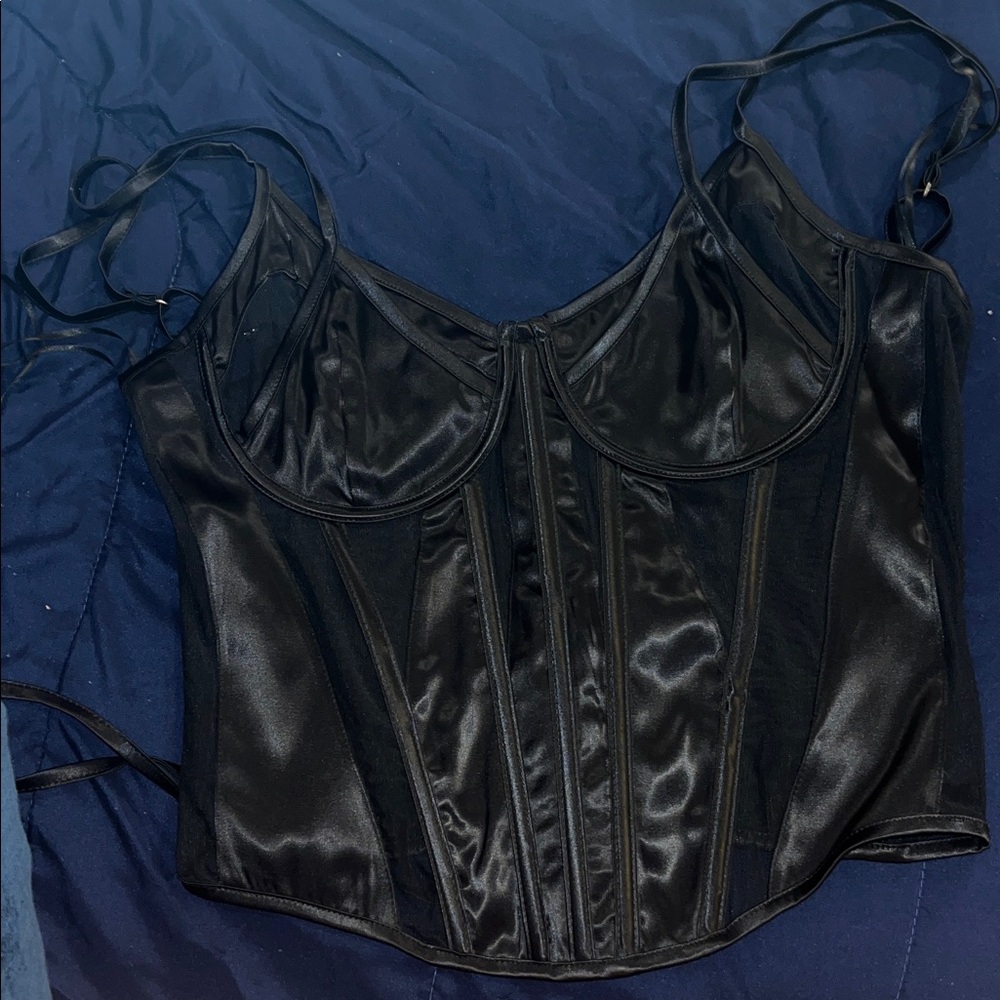 Fashion Nova Black Satin Top